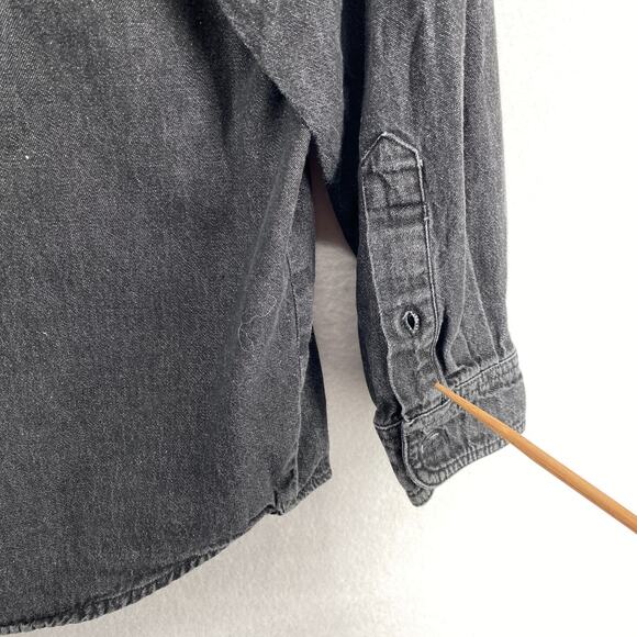PERRY ELLIS Shirt Mens L AMERICA Denim Cotton Long Sleeve Button Up Black VTG - Picture 10 of 13